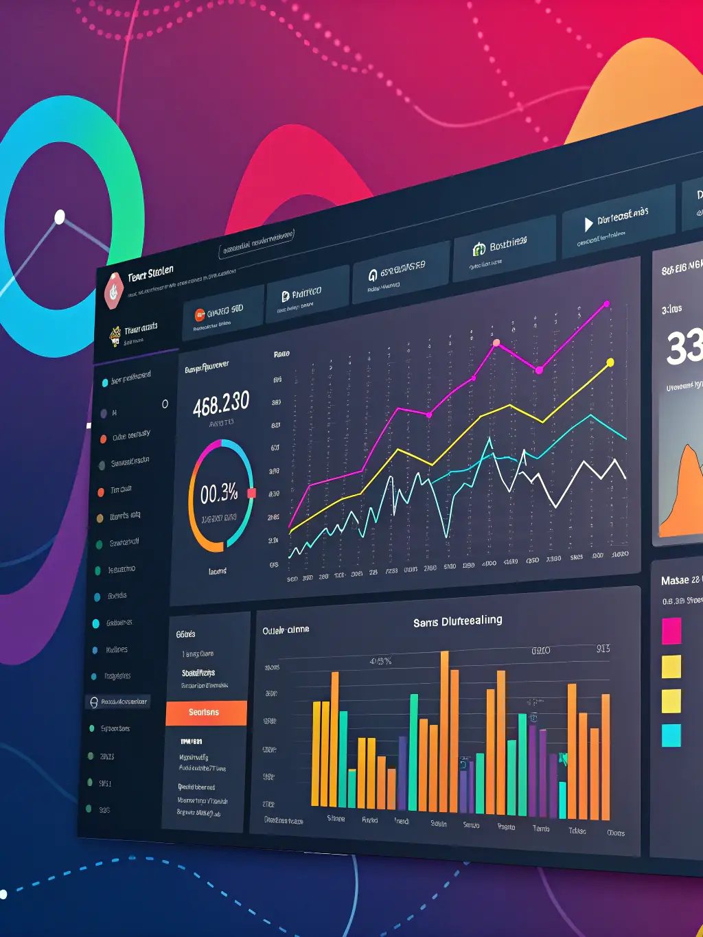 A digital dashboard displaying key performance indicators (KPIs) and market trends in Latin America, reflecting data-driven decision-making with Altbridge Advisory.