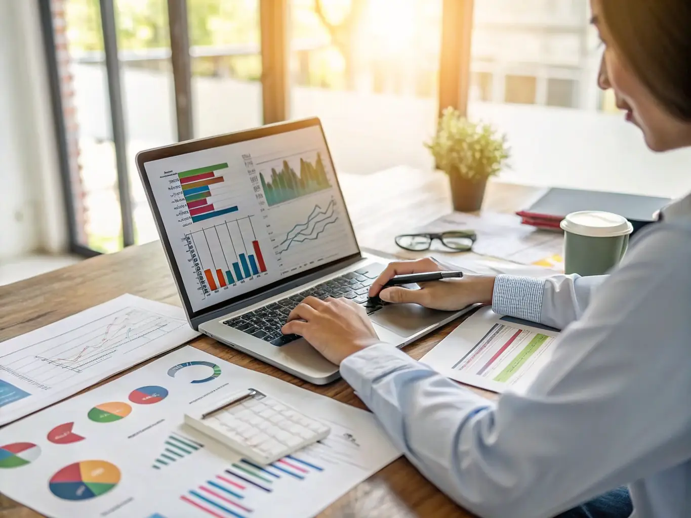 A professional consultant in a modern office setting, analyzing market data on a large screen, with a focus on LATAM countries.